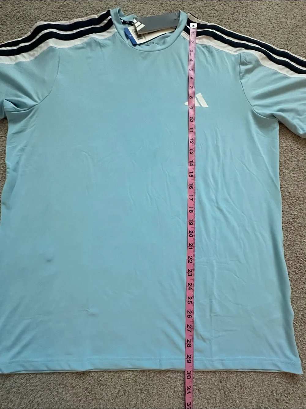 adidas Men’s Active 3S Tee Icy Blue Size Large NWT, Lightweight, Casual